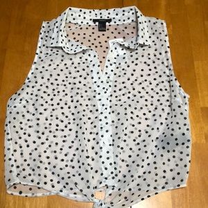 Sleeveless Button-Up Tie Top